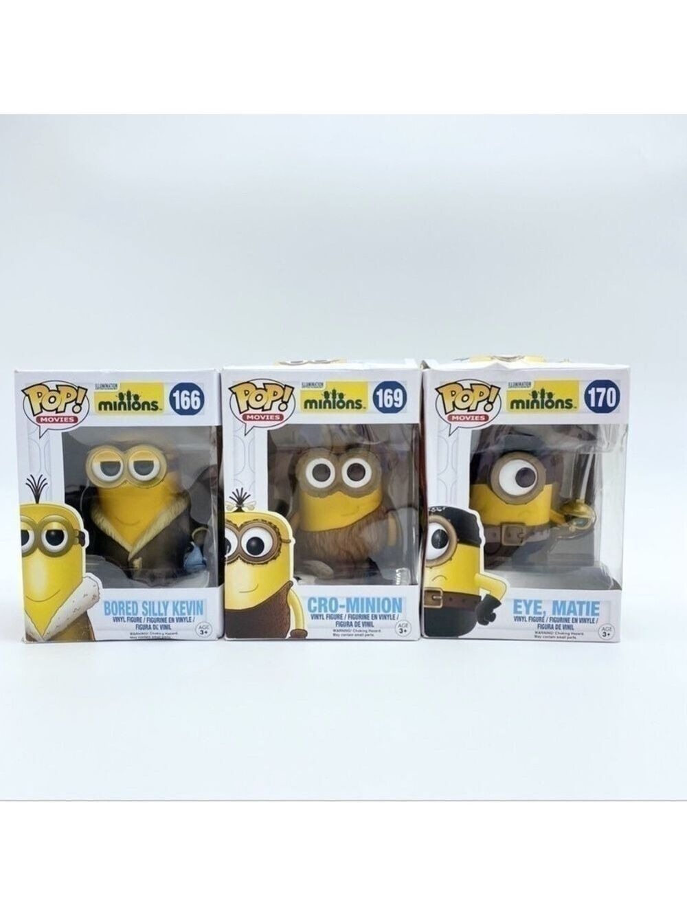 Funko Pop Movies Minions Lot 3 Kevin #166 | Cro-Minion #169 | Eye, Matie #170